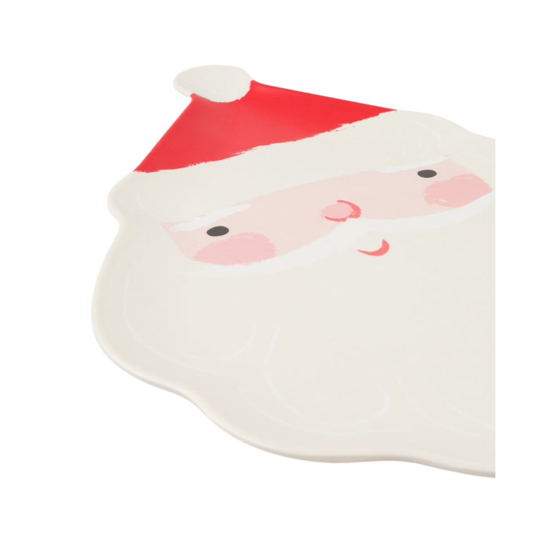 Red and white Santa face shaped plate Christmas from Parte Haus party supply store in Bethesda MD