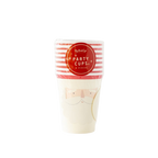 Red and white Santa paper cups with Santa face design Christmas from Parte Haus party supply store in Bethesda Maryland