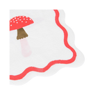 Red and white mushroom napkin with scalloped edge fairy theme from Parte Haus party supply store in Bethesda Maryland