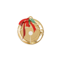 Gold jingle bell holiday paper plate with red ribbon for Christmas from Parte Haus party supply store in Bethesda MD