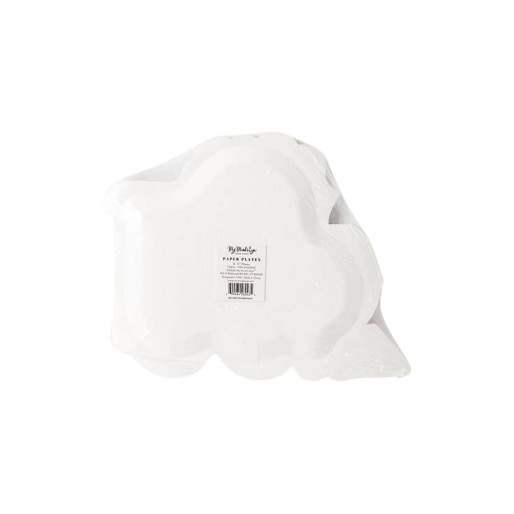 White cloud shaped paper plates whimsical design birthday theme from Parte Haus party supply store in Bethesda Maryland