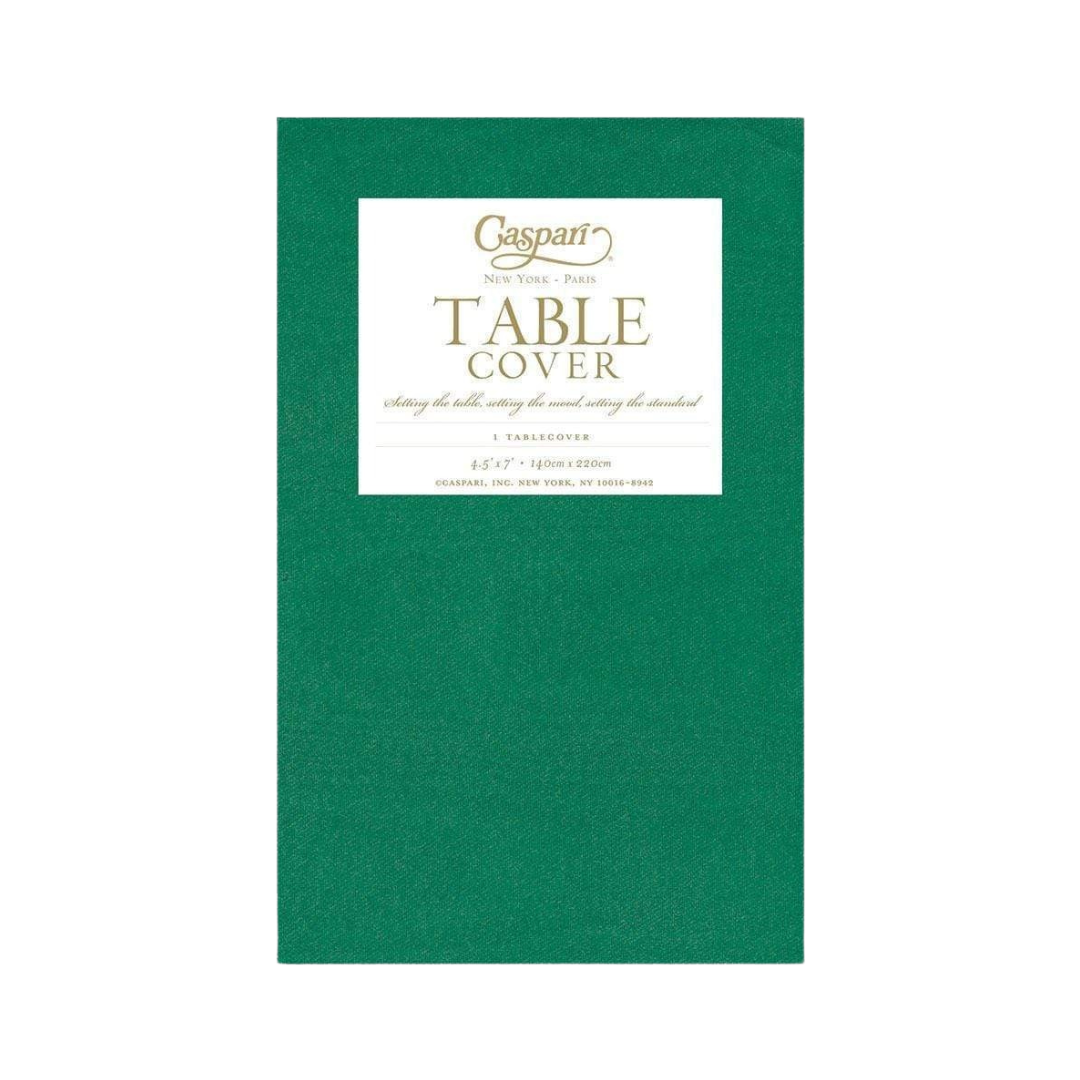 Green table cover packaged for dining or celebration from Parte Haus party supply store in Bethesda Maryland.