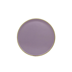 Lavender round plate with gold rim elegant tableware from Parte Haus party supply store in Bethesda MD