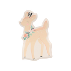 Pastel deer shaped plate with floral accent woodland theme from Parte Haus party supply store in Bethesda Maryland