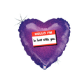 Purple heart balloon with hello I'm in love with you message romantic decor from Parte Haus party supply store in Bethesda MD.
