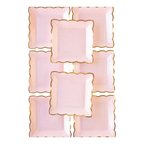 Pink gingham paper plates with gold trim for birthday or picnic from Parte Haus party supply store in Bethesda MD