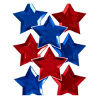 Red and blue star shaped plates for patriotic celebration from Parte Haus party supply store in Bethesda Maryland