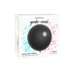 Black gender reveal balloon in a box with blue and pink confetti for baby shower from Parte Haus party supply store in Bethesda MD