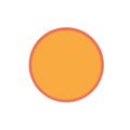 Orange round plate with red rim for birthday from Parte Haus party supply store in Bethesda Maryland