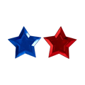 Blue and red star shaped plates for patriotic theme from Parte Haus party supply store in Bethesda Maryland