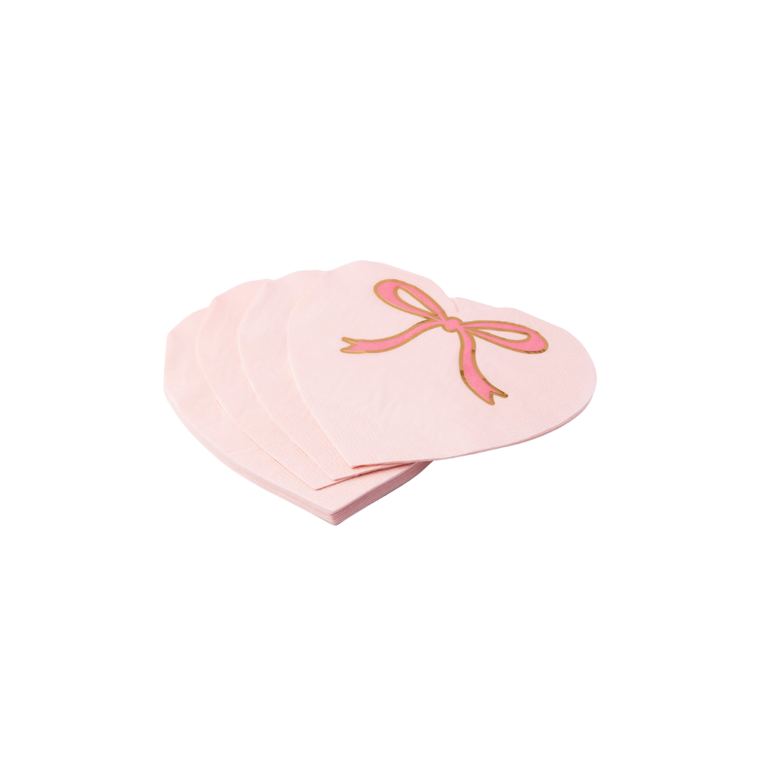 Petal Pink Bow Heart Large Napkin
