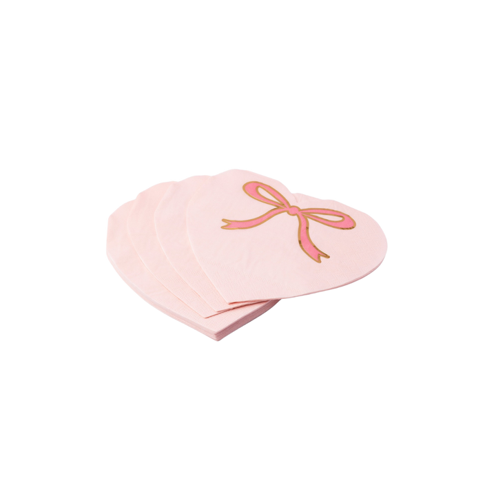 Petal Pink Bow Heart Large Napkin