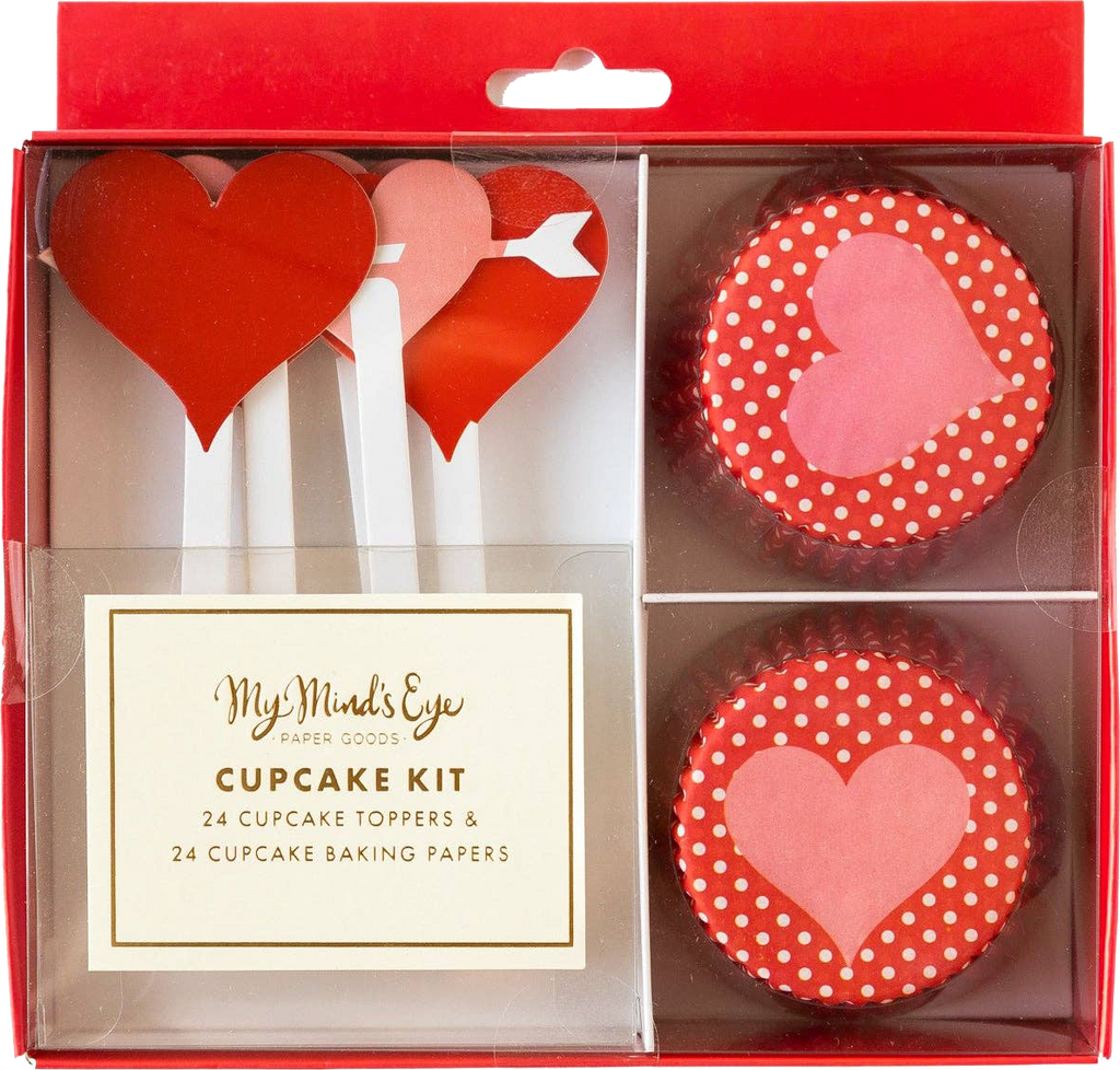 Red Valentine Hearts Cupcake Kit