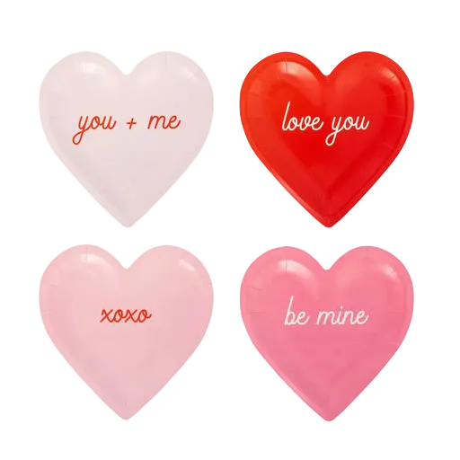 Pink and Red Conversation Heart Shaped Small Appetizer Dessert Plates