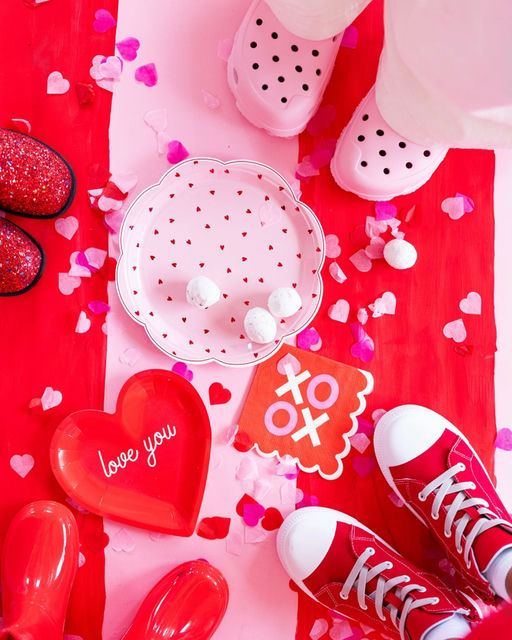 Pink and Red Conversation Heart Shaped Small Appetizer Dessert Plates