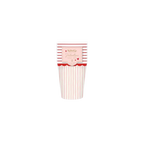 Pink stripe paper cup pack for Valentine’s Day from Parte Haus party supply store in Bethesda, Maryland