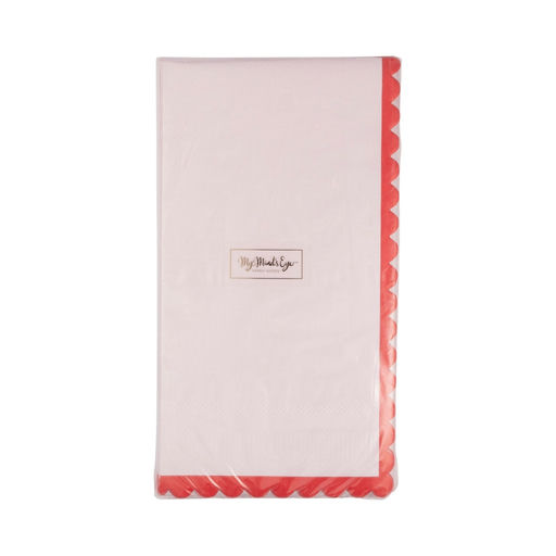 Pink and Red Ripple Edge Scalloped Guest Napkins