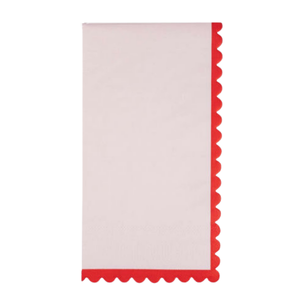 Pink and Red Ripple Edge Scalloped Guest Napkins