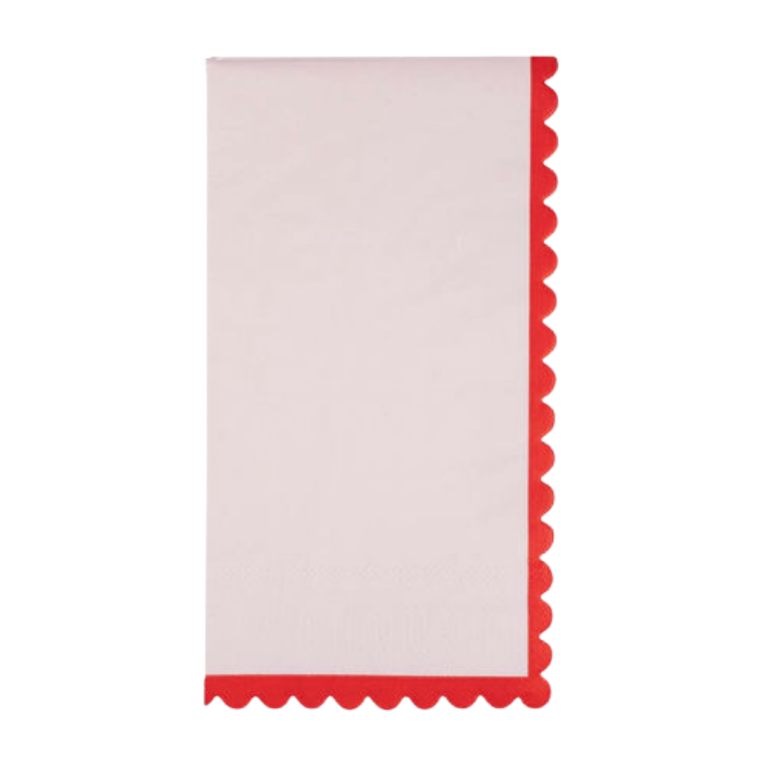 Pink and Red Ripple Edge Scalloped Guest Napkins
