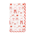Red and White Bow Pattern Scalloped Cocktail Napkins