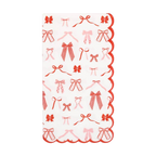 Red and White Bow Pattern Scalloped Cocktail Napkins
