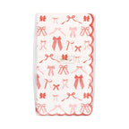 Red and White Bow Pattern Scalloped Cocktail Napkins