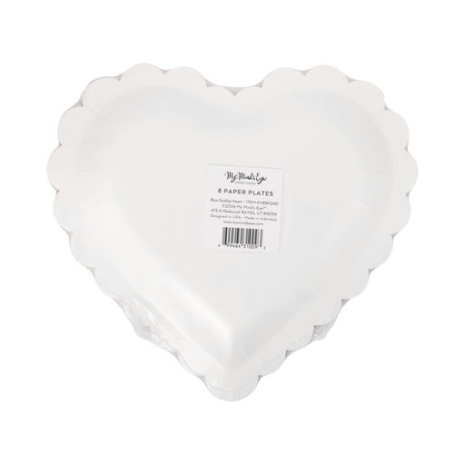 Red and White Bow Pattern Scalloped Heart Shaped Large Dinner Plates