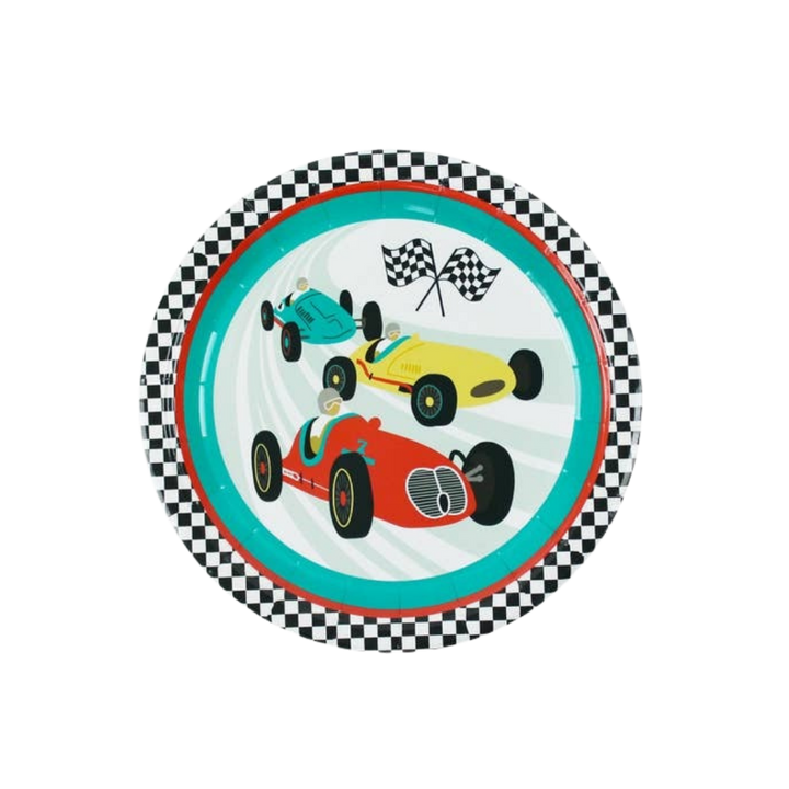 Green Vintage Race Car Plates, 12 Ct