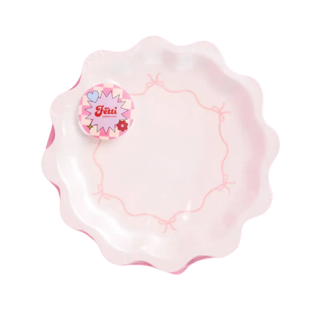 Pink and Iridescent Bow Large Paper Dinner Plates