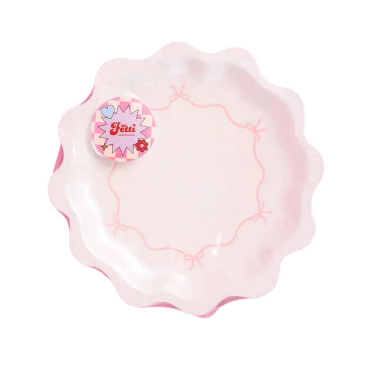 Pink and Iridescent Bow Large Paper Dinner Plates