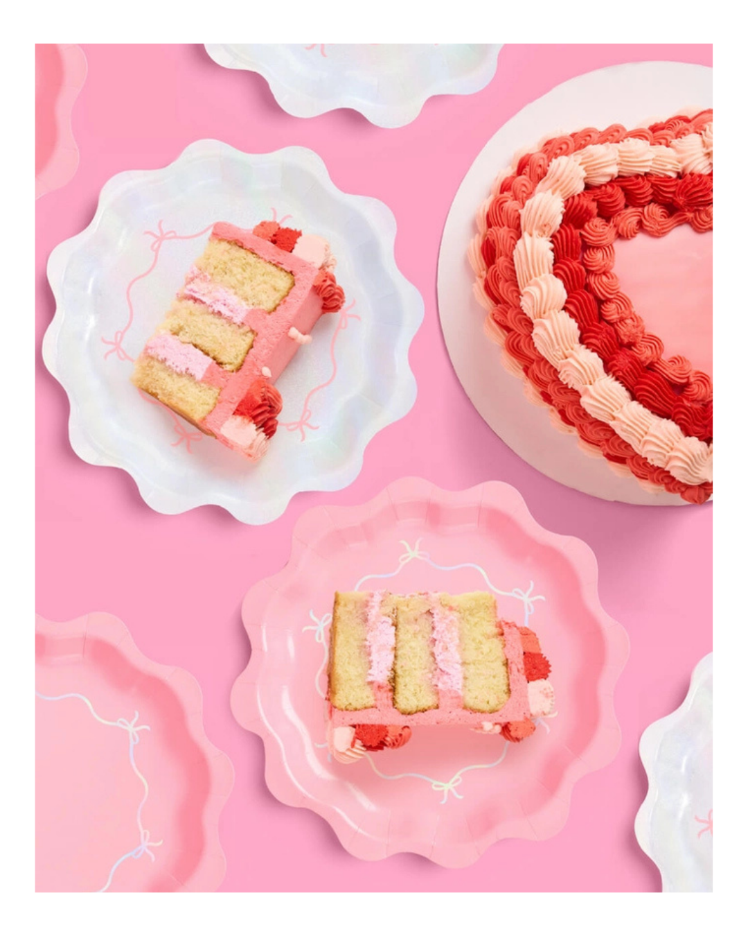Pink and Iridescent Bow Large Paper Dinner Plates