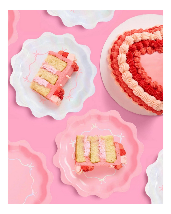 Pink and Iridescent Bow Large Paper Dinner Plates