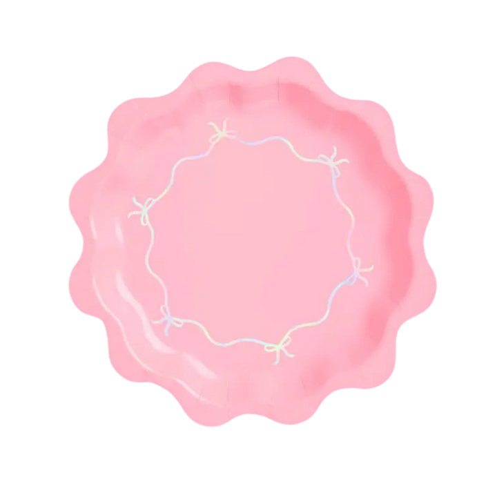 Pink and Iridescent Bow Large Paper Dinner Plates