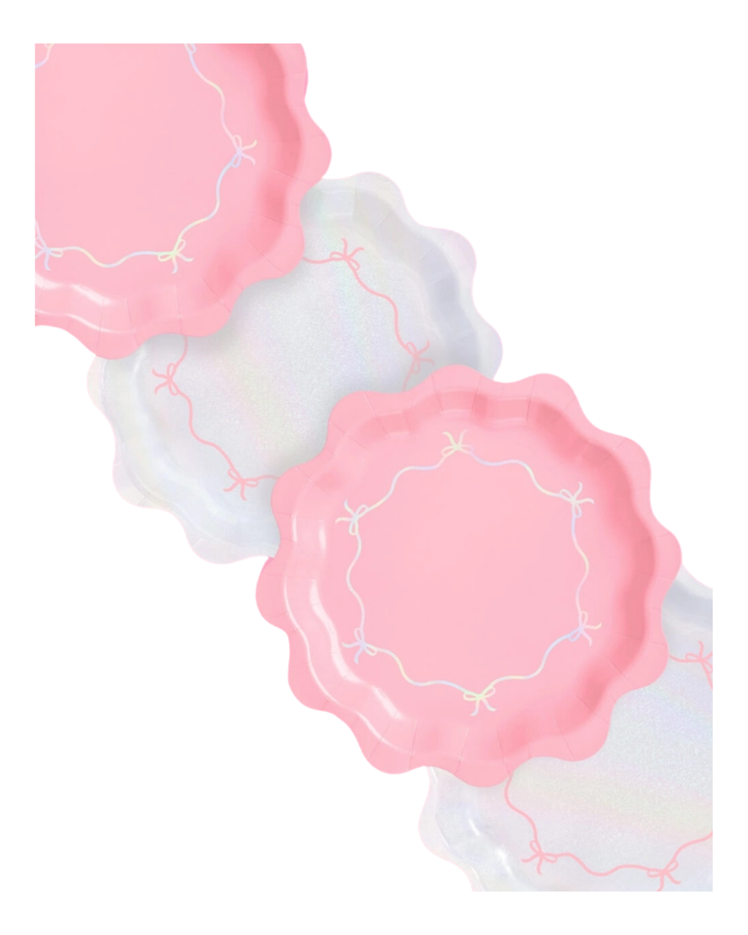 Pink and Iridescent Bow Large Paper Dinner Plates