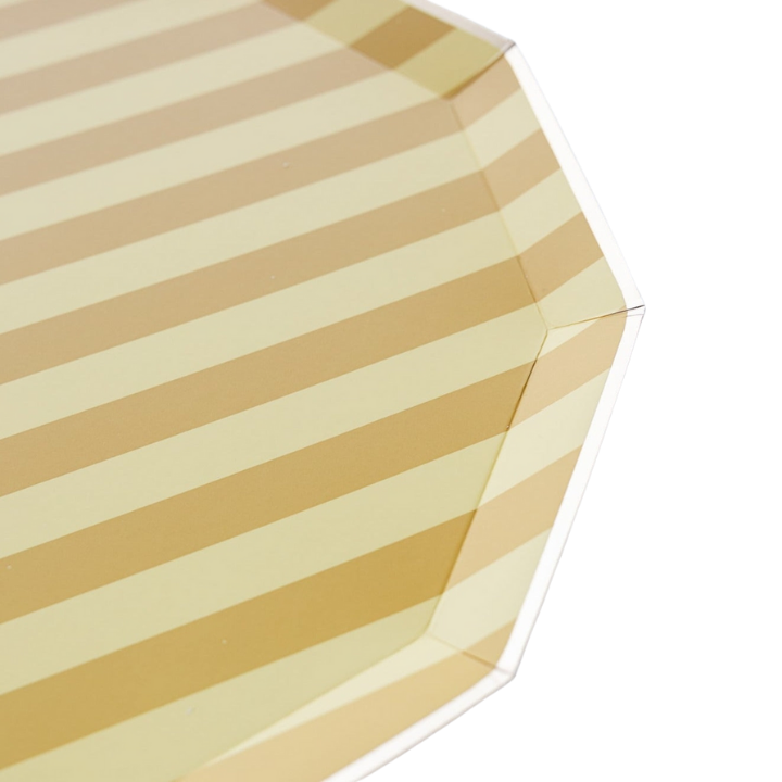 gold striped octagon plate with glossy finish birthday theme from Parte Haus party supply store in Bethesda MD
