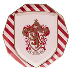 Red and gold Gryffindor shield plate with stripes wizard theme from Parte Haus party supply store in Bethesda MD