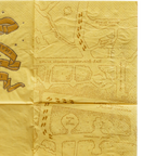 Yellow Marauder’s Map napkin with Hogwarts print for wizard birthday theme from Parte Haus party supply store in Bethesda Maryland