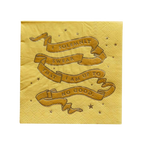 Yellow Harry Potter napkin with gold ribbon and stars birthday theme from Parte Haus party supply store in Bethesda MD