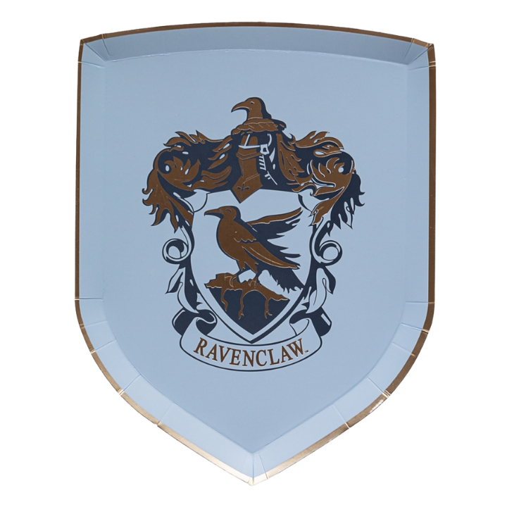 Blue Ravenclaw shield plate with crest Harry Potter theme from Parte Haus party supply store in Bethesda MD