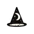 Black wizard hat plate with moon and stars Halloween theme from Parte Haus party supply store in Bethesda Maryland