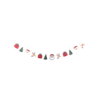 Red and green Christmas garland with Santa trees reindeer and gifts for holiday from Parte Haus party supply store in Bethesda MD