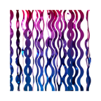Wavy rainbow foil curtain with pink and blue metallic shimmer groovy party decor from Parte Haus party supply store in Bethesda Maryland