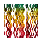 Wavy rainbow foil curtain shiny streamers for groovy birthday from Parte Haus party supply store in Bethesda MD.