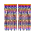 Rainbow wavy foil curtain with metallic shimmer groovy party decor from Parte Haus party supply store in Bethesda MD