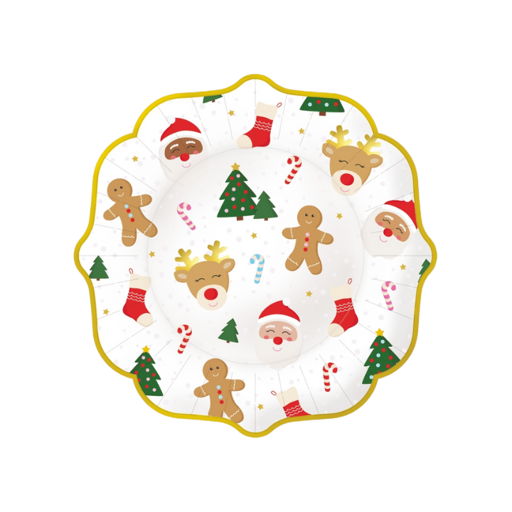 White Classic Christmas Icon Large Dinner Plates