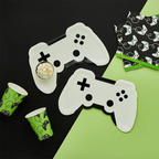White game controller appetizer and dessert plates with gaming theme from Parte Haus party supply store in Bethesda MD