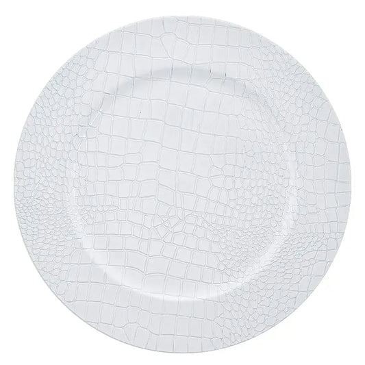 White Snake Skin Look Round Plastic Charger Plate | 1 Charger