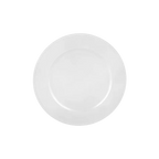 White beaded round plastic charger plate with decorative edge for table setting from Parte Haus party supply store in Bethesda MD