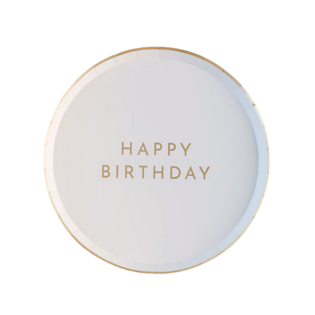 White & Gold Signature Happy Birthday Small Plates
