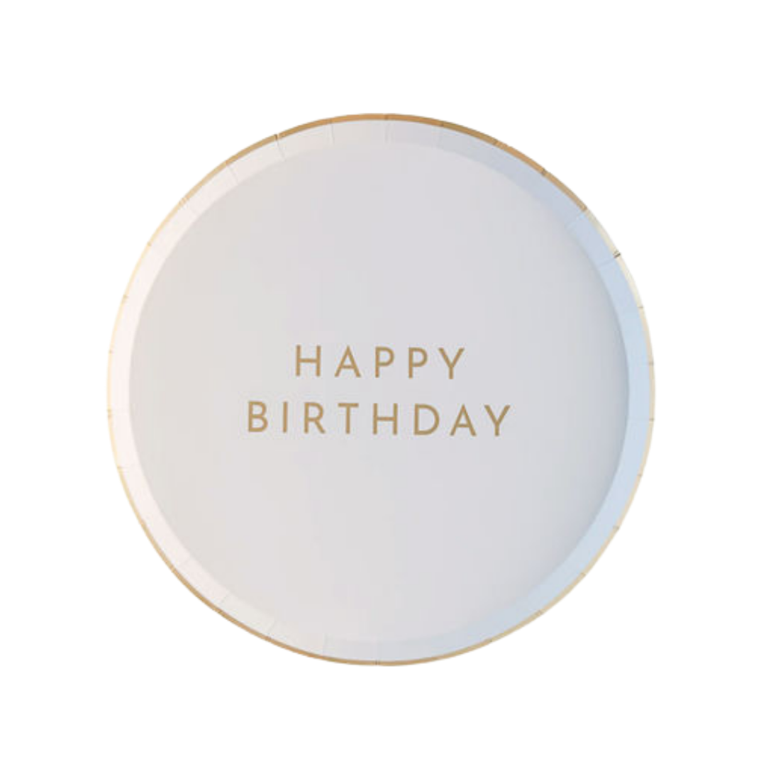 White & Gold Signature Happy Birthday Small Plates